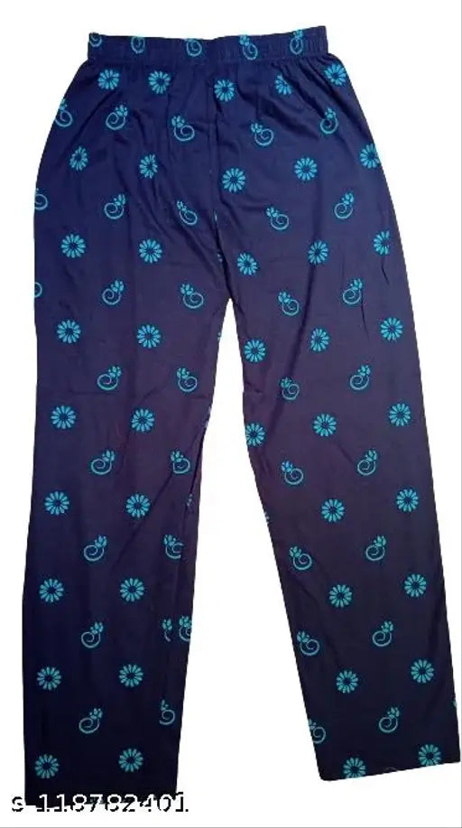 Track pants with lower cut, printed pattern, women's wear, cotton nightwear, soft fabric, lightweight summer clothing, pyjamas for women, vibrant colorful prints, size range 36-42, 2 piece set