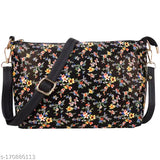 Floral print crossbody bag, black strap and metal hardware