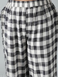 Black pure cotton girls' top & trouser set, checked pattern, 3-4 years size, Indian origin