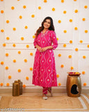 Pink Floral Print Rayon Kurti & Pant Co-ord Set, premium quality and daily use