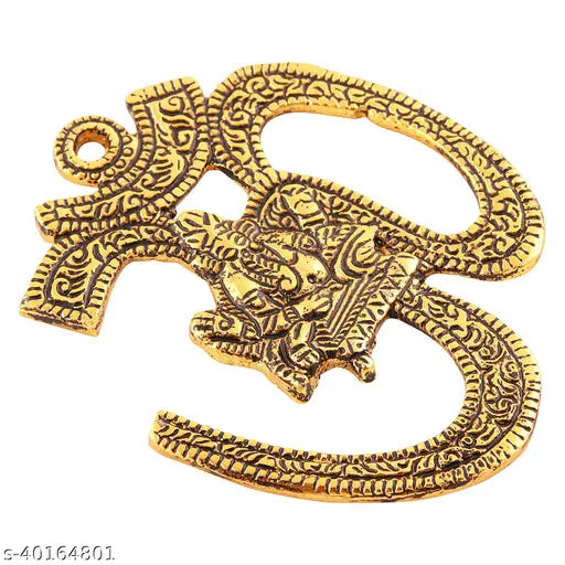 Metal OM Wall Hanging - Indian handicraft, symbolizing divine energy and tranquility for office decor or home spaces