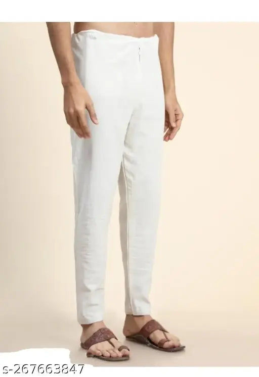 White cotton pants, elastic waistband