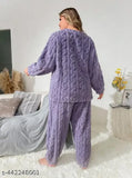 Woolen fleece winter night suit for women, eco-friendly and stylish wool sleepwear in multiple sizes