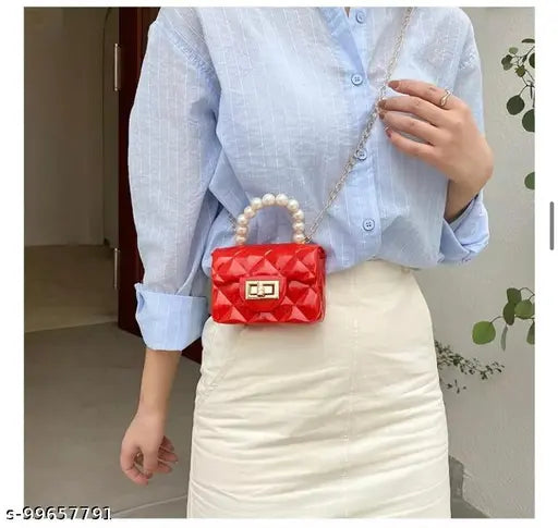 Synthetic print net Kiddykin side shoulder crossbody sling bag for travel, party, casual - free size handbag for girls/women (Length: 5in, Width: 2in, Height: 5in)