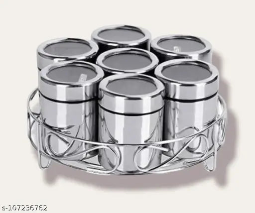 ATROCK tainless Steel Masala Dabba| 7 in 1 Masala Dani| Dry Fruits Jars & Containers| Masala Box For Kitchen