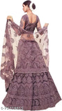 Ethnic motif net lehenga and dupatta set, Aakarsha superior women's semi-stitched (42waist, 44length), Indian origin