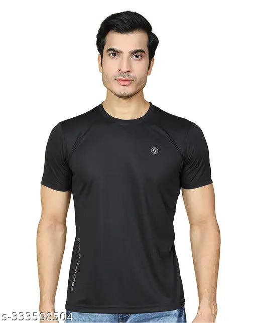SUPERSQUAD Men's Solid Round Multicolor Active Tshirts (Pack of 4)