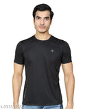 SUPERSQUAD Men's Solid Round Multicolor Active Tshirts (Pack of 4)