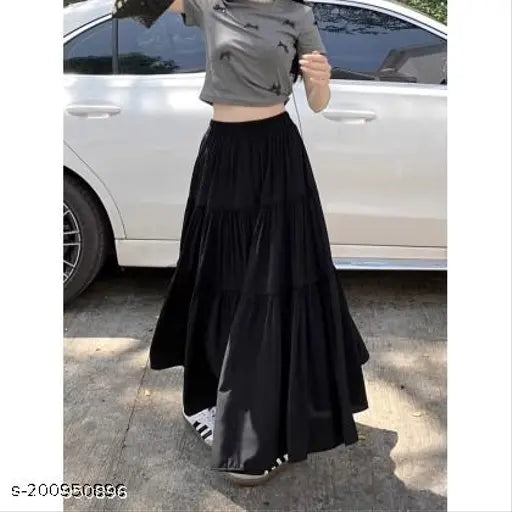 Rayon kk.casual western skirt for women, solid net pattern, size 26 (waist 26in, length 38in, hip 44in), made in India