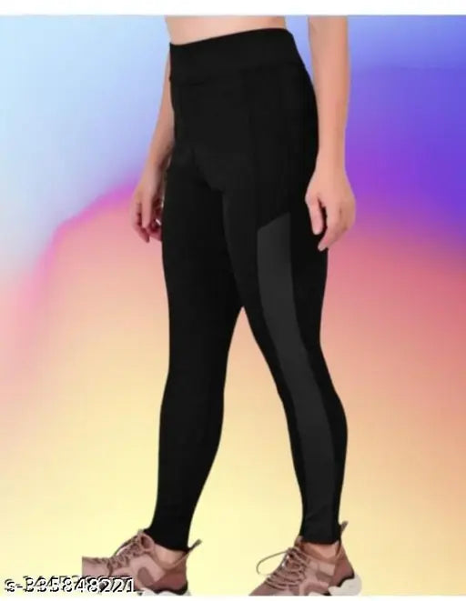 Multicolor striped cotton tights for women's activewear, gym wear, yoga, or sportswear. Self-design net pattern with a ribbed bottom for a secure fit during workouts. Pack of 2, sizes: 28, 30, 32, 34 (inches). Made in India