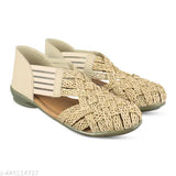 Colorful woven women's ballet flats, embellished with a decorative trim, sporting a velcro strap