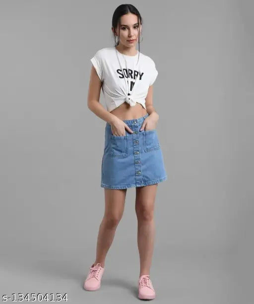 Denim girls' skirt, solid pattern, size 26/10in*11in or size 28/10in*11in from India