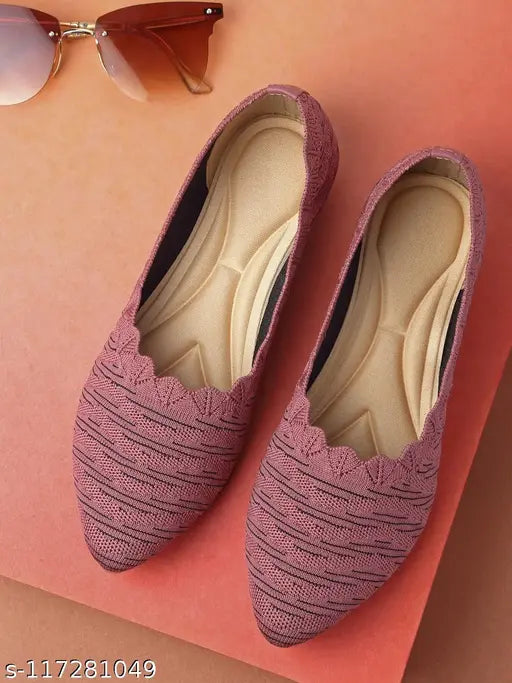 Synthetic striped ballerinas - ALVO Women Bellies, comfortable & stylish flats for women & girls