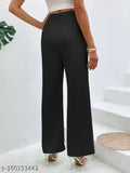 Cotton blend solid net women's trouser, available in sizes 26, 28, 30, 32, 34 (Waist 28/30/32/34/36, Hip 36/38/40/42/44, Length 40in) - Indian made