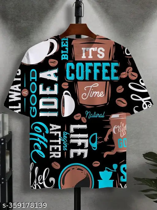 Oversized trending t-shirt with coffee themed graphic