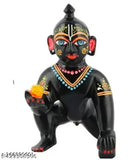Black brass Krishna Idol, 4 no. Laddu Gopal Ji, intricate details, Indian temple decor