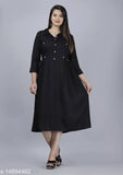 Black kameez with buttons, knee-length, womenswear