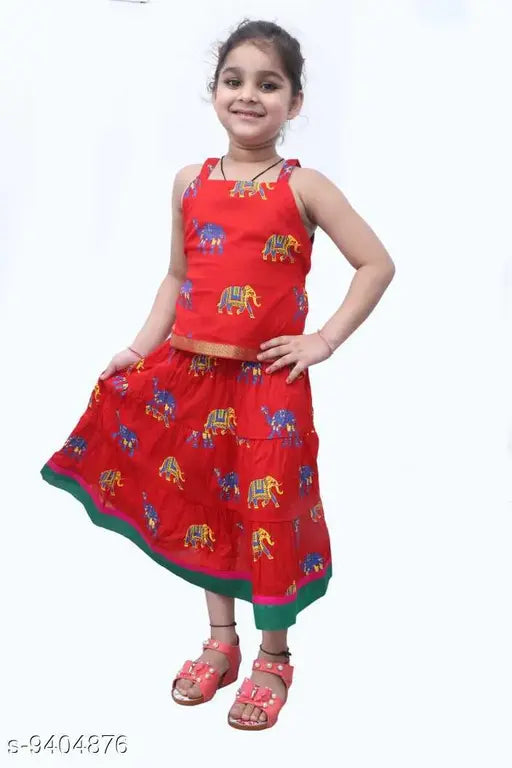Animal print cotton lehenga choli set for girls, Jaipuri Rajasthani ethnic wear with sleeveless top and printed design
