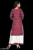 Maroon dyed rayon kurta set with skirt