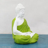 Olive polymarble meditation Buddha statue, 5.5-inch handcrafted resin figurine for home or office