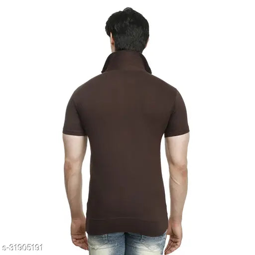 Men's cotton blend half sleeve t-shirt, solid color for casual wear. Made in India