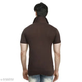 Men's cotton blend half sleeve t-shirt, solid color for casual wear. Made in India