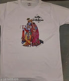Striped polyester Radha Krishna Man print T-shirt, soft and breathable for casual wear