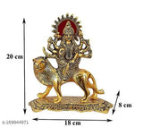 Golden Metal Durga Maa Idol (Sherawali Ambe Rani), 12 cm height, antique finish