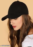 Stylish men's black wool baseball cap (solid pattern), one size, made in India