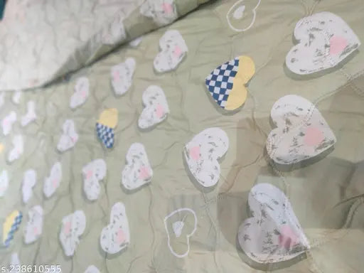 Double-sized, AC comforter in glass cotton - cozy & warm, double bed reversible design (pink, green, blue), made in India