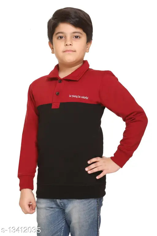 Hypknot Boys cotton collared sweatshirt, stylish colorblocked design for boys aged 3-14 years