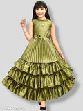 Silk sleeveless embellished net ethnic gown for girls (4-10 years), Indian origin