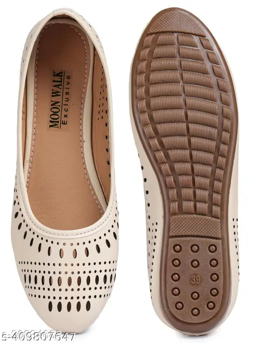 Cream synthetic ballerinas by oskav609 - comfortable, chic, and portable women's footwear