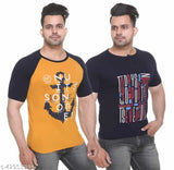 Men's cotton blend regular fitting T-shirt, short sleeves, printed design, size S (Chest: 37in, Length: 25in)