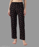 Printed cotton loungewear pants for women, girls, nightwear, multicolor pack of three