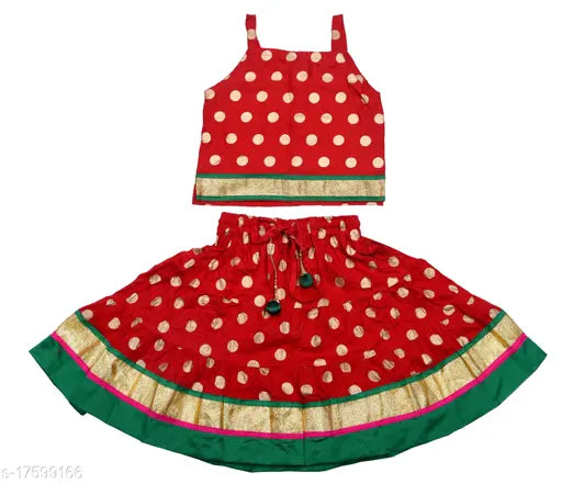 Rayon polka dot Lehenga Choli, sleeveless, zari woven, stitched net, India