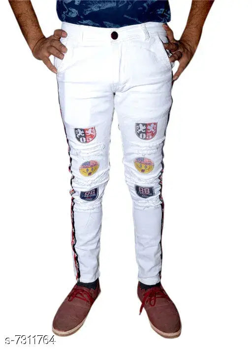 Denim placement print Patti designer jeans, size 28 (waist 29in, length 32in), quality Indian craftsmanship