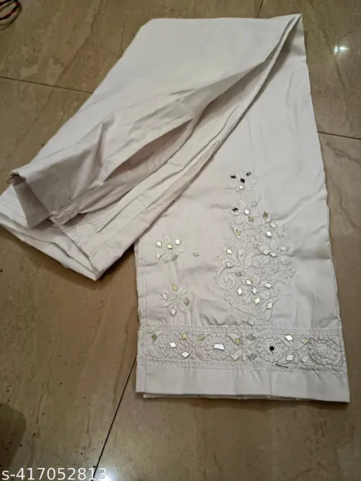 Mirror work cotton chikankari pant, vibrant Indian traditional embroidered garment