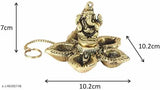 Metal Ganesh 5 batti Diya set, 2 pieces for Vastu, home, temple, office, and gifting. Celebrate luck, love, happiness, and prosperity with a size LBH10.5cm x 10cm x 8cm Indian Ganesh Idol