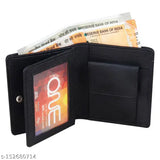 Black faux leather mini wallet for men with plenty of room, ideal for daily use and travel