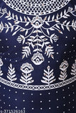 Navy Blue & White Printed Chanderi Cotton Kurta Set with Palazzos & Dupatta for Girls (1-2yrs, 2-3yrs, etc.)