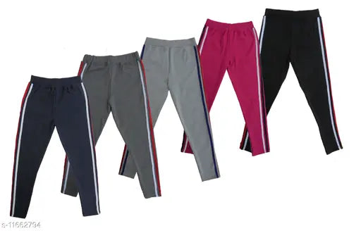 Comfort cotton jeggings for girls - Pack of 5 solid black, free-size (30in waist, 35in length, 30in hip)