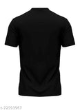 Black sports t-shirt, visible short sleeves, gymwear, football/sports jersey.