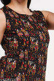 Rayon printed short night suit for women, sleeveless and stylish in various sizes (S-XXL), made in India