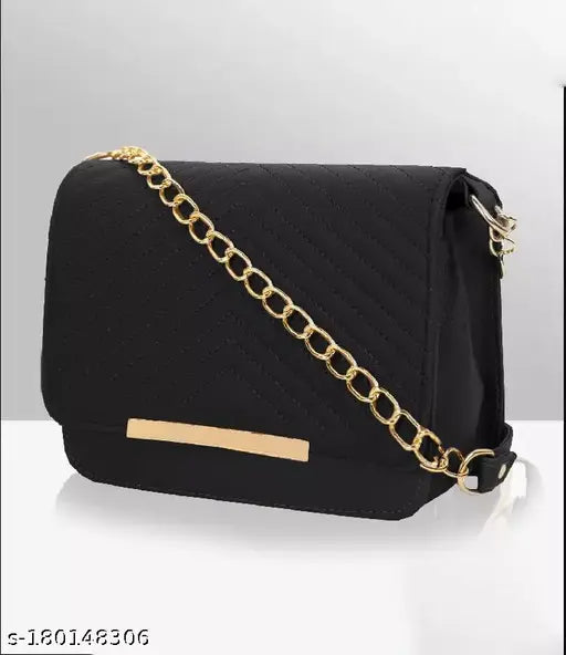 Black sling bag, adjustable strap, party wear, trendy accessory, Fasforia collection