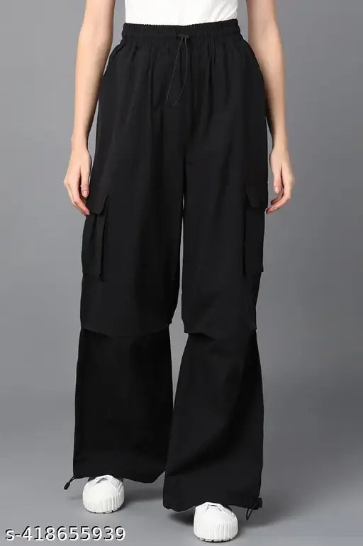 Black jumpsuit with wide legs, white blouse insert
