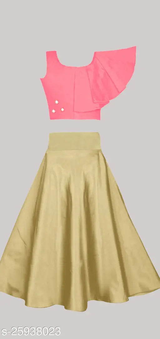 Traditional cotton-blend taffeta lehenga choli for girls, embellished mirror work, sleeveless, India