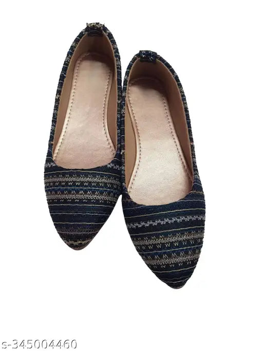 Striped textile ballerinas, comfortable and stylish "Basic Steps" Bellis for women - slip-on design, partywear and casual, sizes: IND-4, IND-5, IND-6, IND-7, IND-8. Made in India