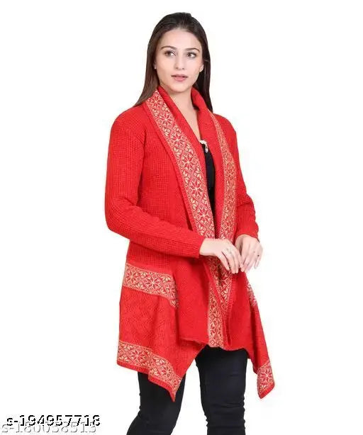 Winter orange openable shrug sweater, free size women's fashion, Dripfit India