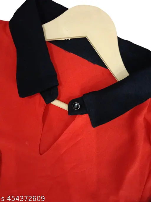 Chiffon long-sleeve solid shirt for girls, size S (bust 34in, length 22in), made in India